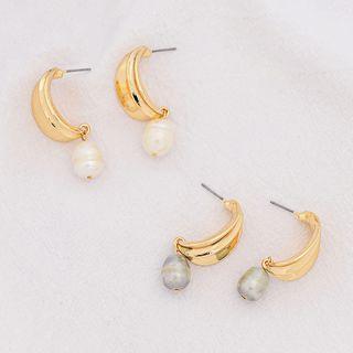 Pearl Drop Hoop Earring