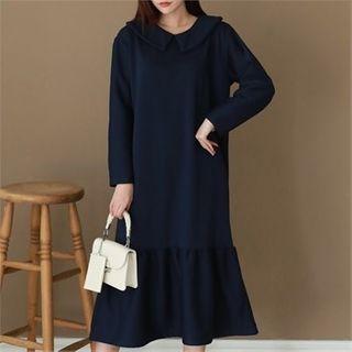 Collared Ruffled Long Dress