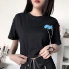 Short-sleeve Chained Lettering Print Cropped T-shirt