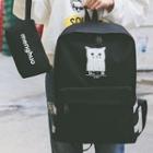 Cat Print Lightweight Backpack With Pouch