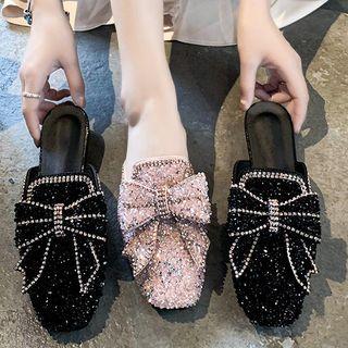 Ribbon Glitter Flat Mules