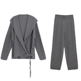Set: Tie-front Cardigan + Knit Pants