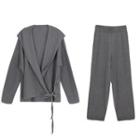 Set: Tie-front Cardigan + Knit Pants
