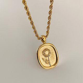 Flower Necklace 1pc - Gold - One Size