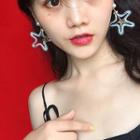 Faux Pearl Fishing Line Star Dangle Earring As Shown In Figure - One Size