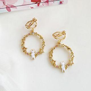 Cat & Star Hoop Drop / Clip-on Earring