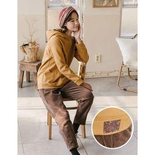 Hooded Floral Patch Napped Sweatshirt