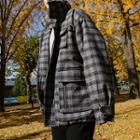 Stand Collar Plaid Padded Coat