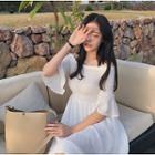 Accordion Elbow-sleeve Dress