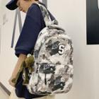 Camo Print Letter Applique Backpack