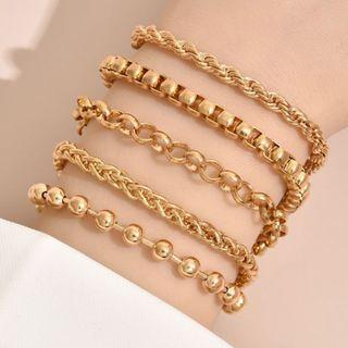 Set Of 5 : Alloy Bracelet (assorted Designs)