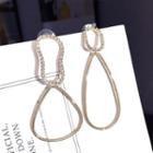 Non-matching Irregular Rhinestone Hoop Dangle Earring 1 Pair - Gold - One Size