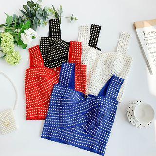 Wide Strap Studded Crop Top