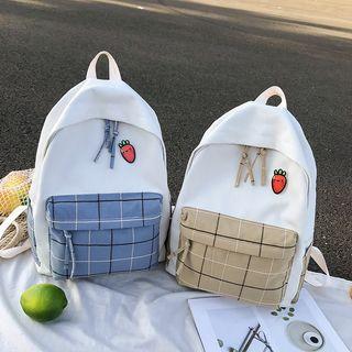 Plaid Pouch Canvas Backpack