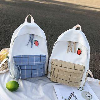 Plaid Pouch Canvas Backpack