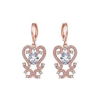 Noble And Simple Plated Rose Gold Geometric Texture Cubic Zircon Earrings Rose Gold - One Size