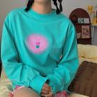 Long-sleeve Round-neck Heart Top