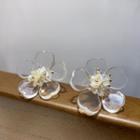 Transparent Flower Ear Stud 1 Pair - As Shown In Figure - One Size