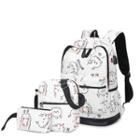 Set: Cat Print Backpack + Shoulder Bag + Zip Pouch