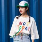 Embellished Lettering Elbow-sleeve T-shirt