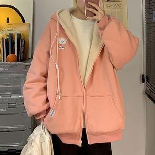 Applique Fleece Lined Zip Hoodie