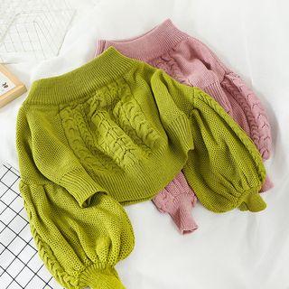 Off-shoulder Balloon-sleeve Cropped Sweater