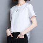 Plane Embroidered Short-sleeve T-shirt