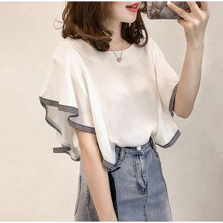 Piped Ruffle Chiffon Top