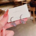 Rhinestone Hoop Earring E3034 - 1 Pair - Silver - One Size