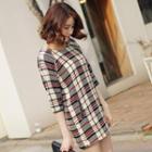 Plaid 3/4-sleeve Dress