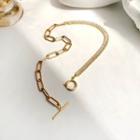 Rhinestone Alloy Choker 1 Piece - Necklace - Gold - One Size