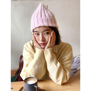 Ribbed Wool Blend Beanie