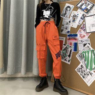 Letter Print Cargo Jogger Pants