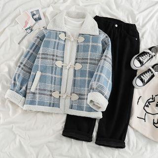 Houndstooth Duffle Jacket / Straight-cut Pants