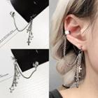 Stainless Steel Cross Chained Earring 1 Pc - Silver - One Size