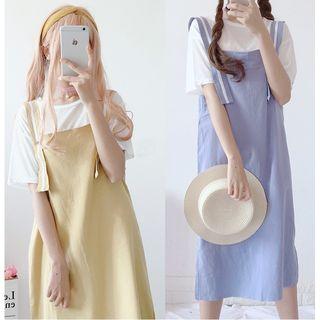 Plain Short-sleeve T-shirt / Pinafore Dress