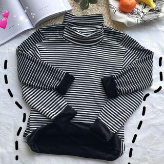 Long Sleeve Fleece Lined Stripe T-shirt
