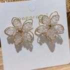 Alloy Faux Crystal Flower Earring 1 Pair - As Shown In Figure - One Size