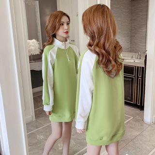 Mock Neck Zipped Color Block Sweatshirt