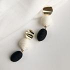 Bead Dangle Earring Studded Earring - White & Black - One Size
