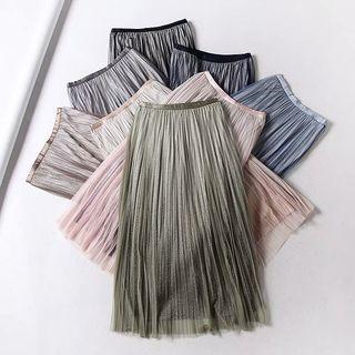 Midi Ombre A-line Mesh Skirt