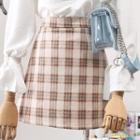 Faux Suede Plaid Mini A-line Skirt