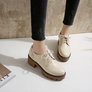 Faux Leather Lace-up Pumps