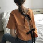 Lace-up Open Back Short-sleeve T-shirt