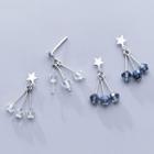 925 Sterling Silver Star Faux Crystal Fringed Earring