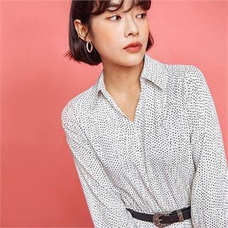 Open-placket Dotted Dress