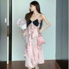 Spaghetti Strap Ruffle Midi Smock Dress