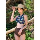 Keyhole Halter Floral Bikini Top
