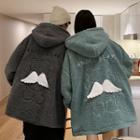 Couple Matching Bear Print Zip-up Fleece Hoodie