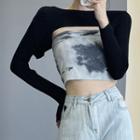 Tie Dye Tube Top / Knit Shrug